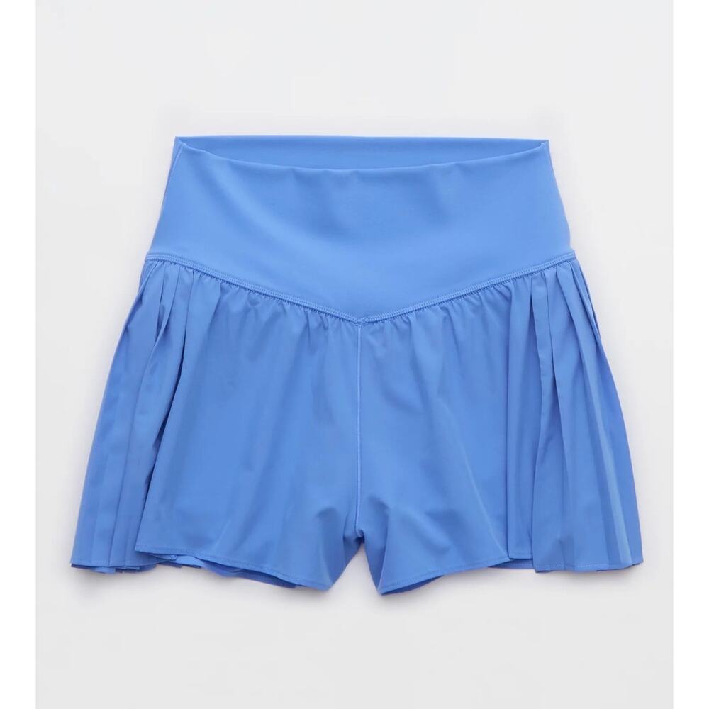 OFFLINE Aerie Real Me Pleated Flowy Shorts XS Blue